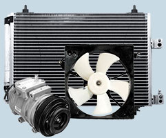 Automotive Airconditioning - Condensors, fans, pumps and fittings.